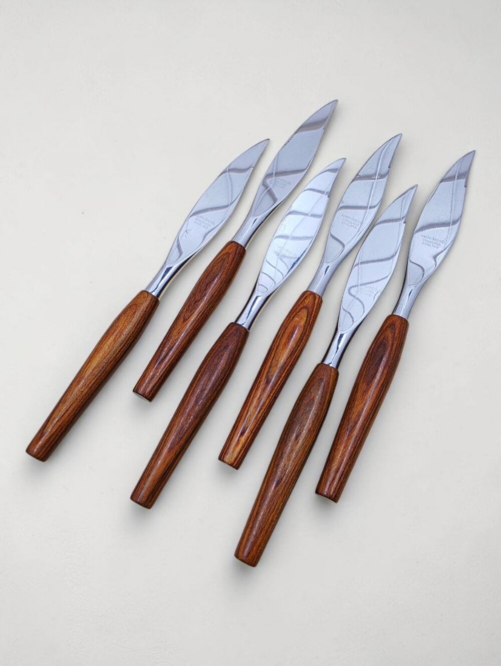 Mode Danish Wood Handle Steak Knives Set Of 6 Made In England Stainless